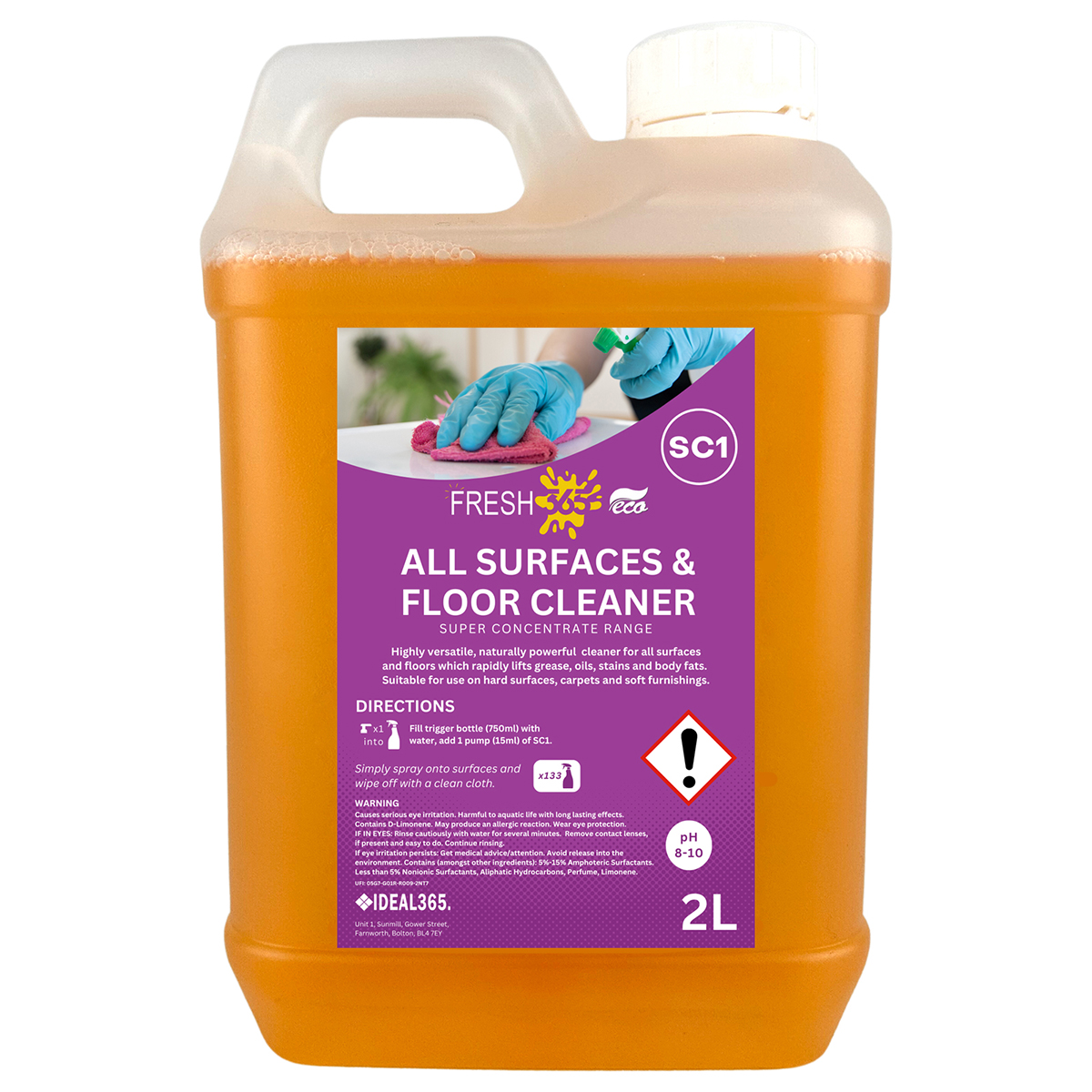 Sc1 fresh 365 eco all surfaces and floor cleaner super concentrate 2l