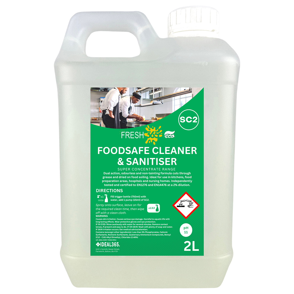 Sc2 fresh 365 eco foodsafe cleaner and sanitiser 2l
