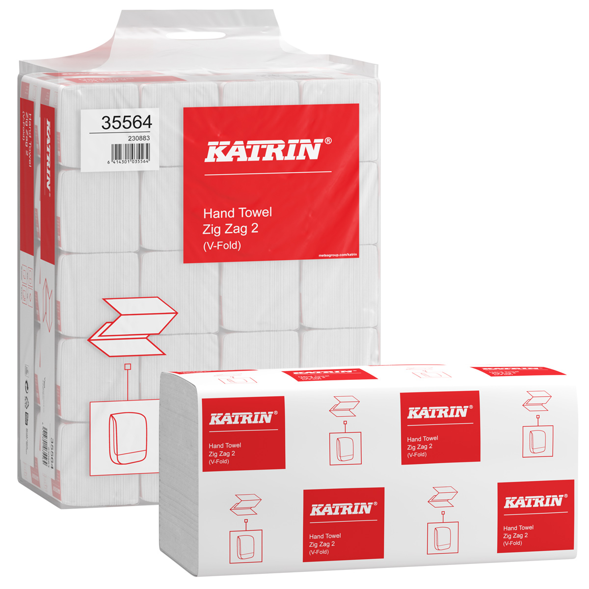 Katrin v-fold paper towels zig zag 200 sheets 2-ply handy pack (20 x 200 sheets)