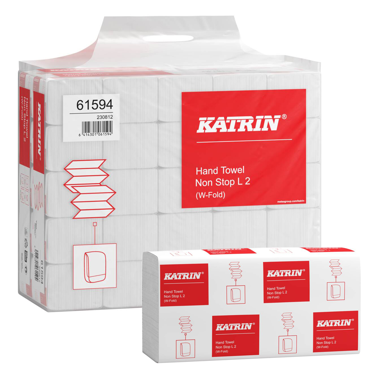 Katrin w-fold classic non stop l2 hand towels - 3000 sheets per case