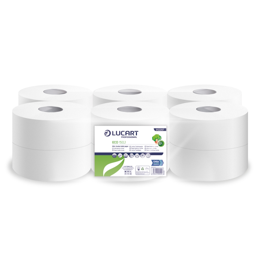 Lucart professional eco 150j - 2-ply mini jumbo toilet paper rolls - 12 rolls