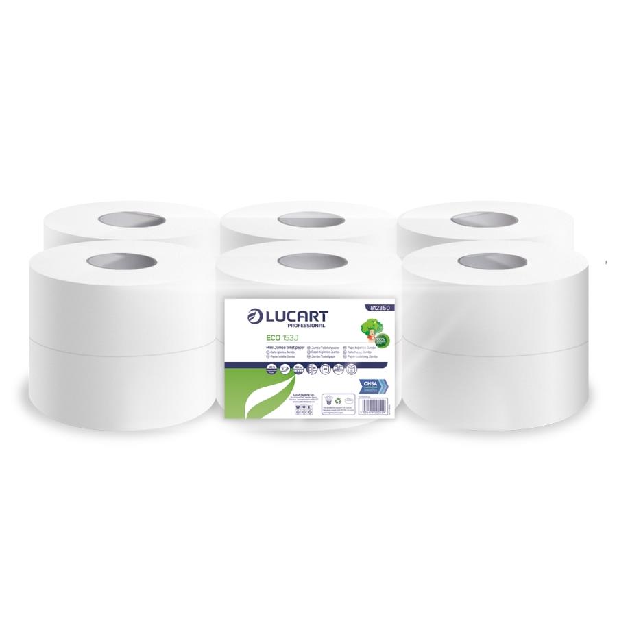 Lucart professional eco 153j - 2-ply mini jumbo toilet paper rolls - 12 rolls