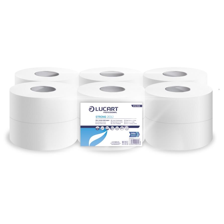 Lucart professional strong 203j - 2-ply mini jumbo toilet paper rolls - 12 rolls