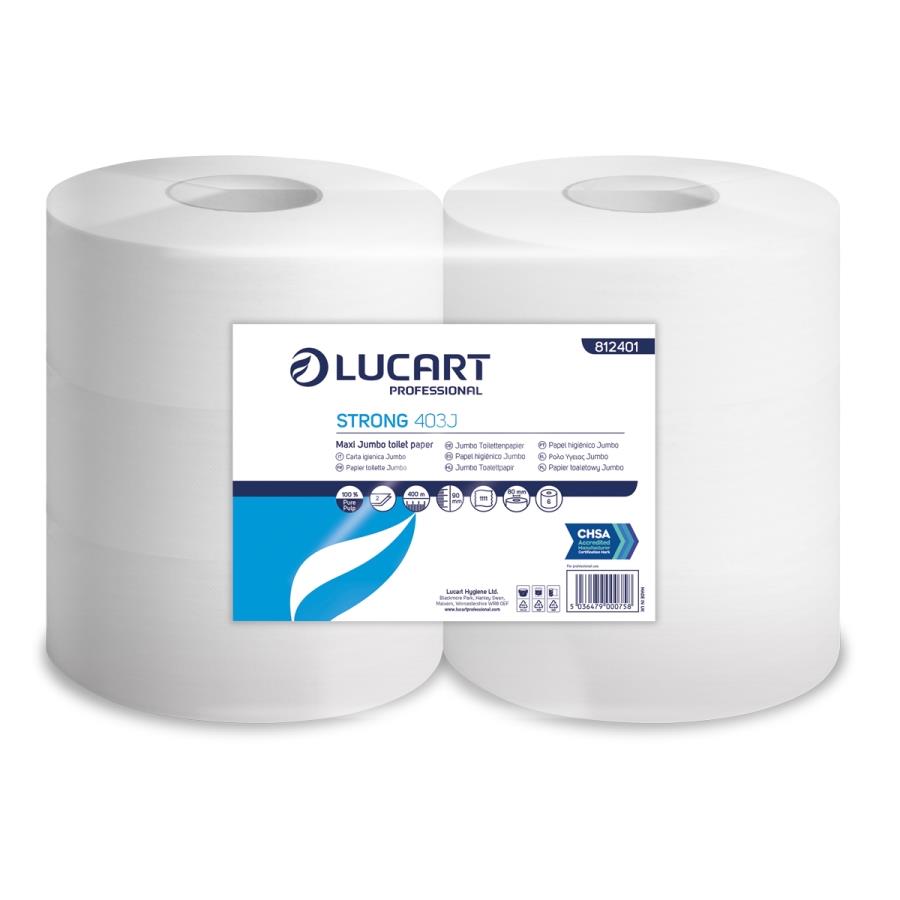 Lucart professional strong 403j - 2-ply maxi jumbo toilet paper rolls - 6 rolls