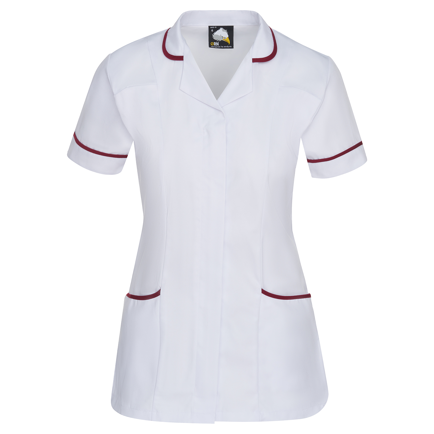 Florence classic tunic - white w/ maroon trim - 12