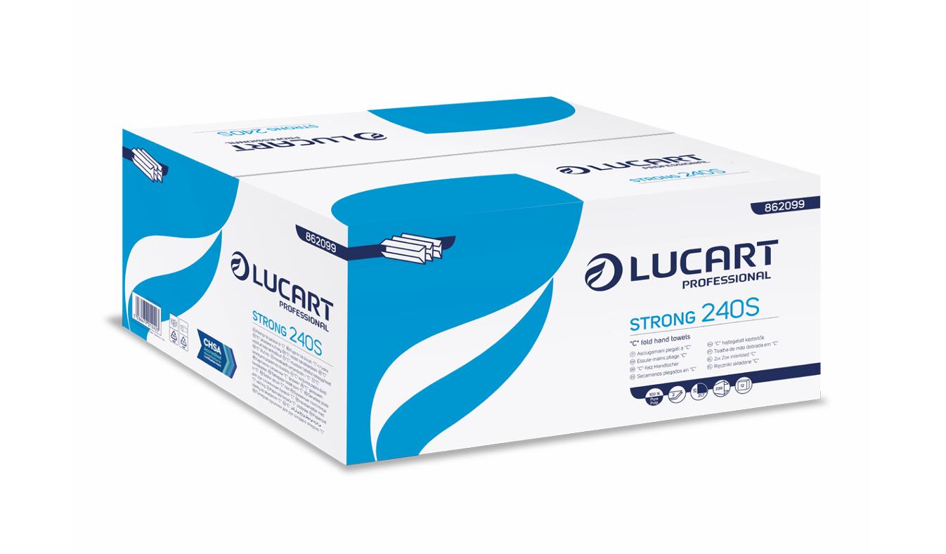 Lucart professional strong 240s - c fold glue embossed hand towels - 12 sleeves