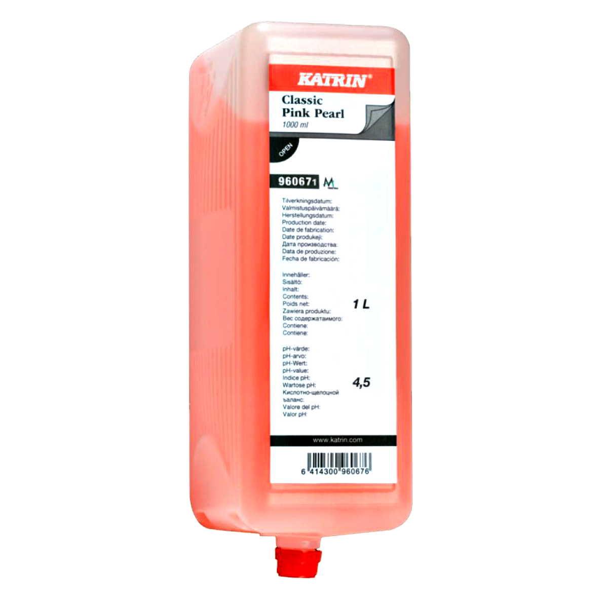 Katrin classic pink pearl liquid hand soap 10 x 1l cartridges (960671)