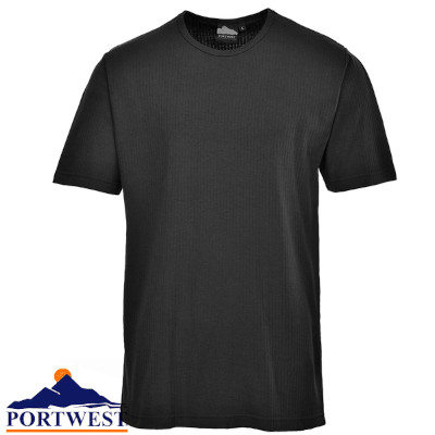 Portwest b120 thermal t-shirt short sleeve - black - medium