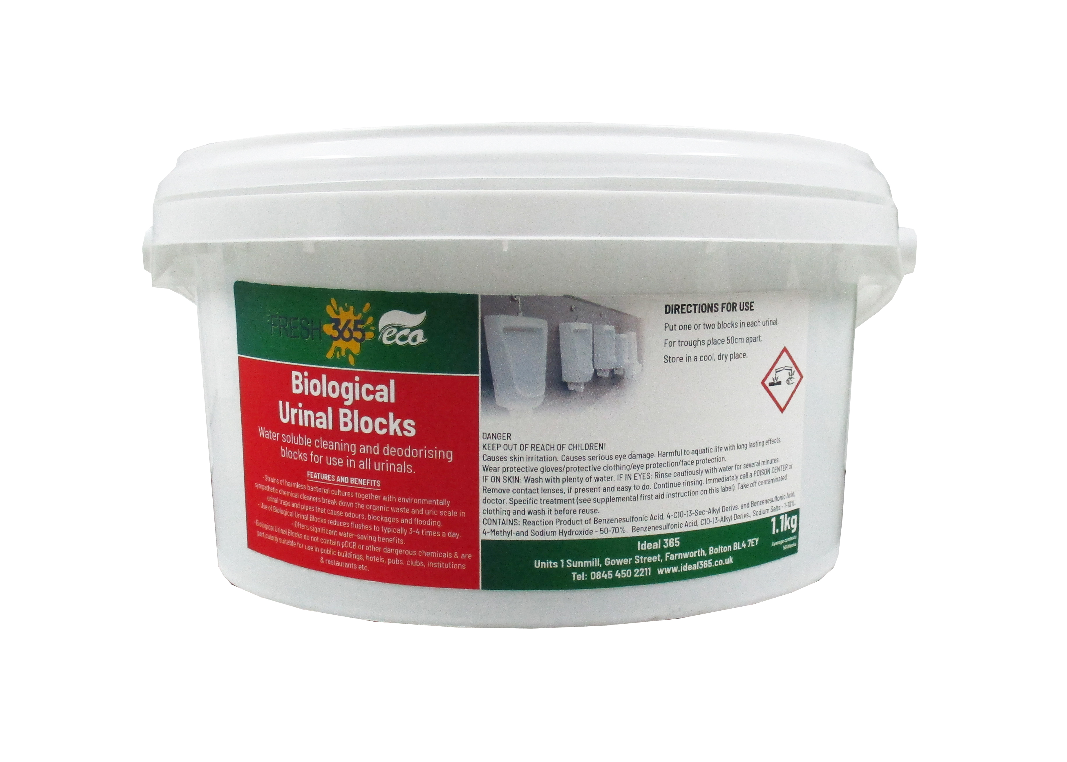 Fresh 365 eco biological urinal blocks 1.1kg tub
