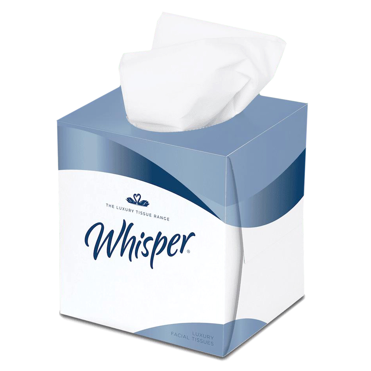 Fc2w24 whisper luxi facial tissues - cube (approx. 70 sheets) - pack of 24 cubes 