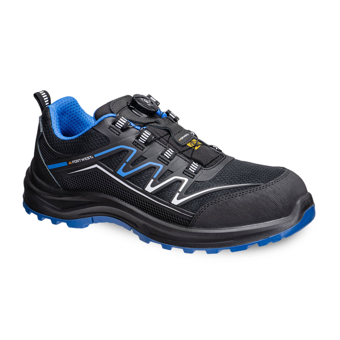 Portwest ft32 composite kpu and mesh trainer (s1ps esd sr fo) - black/blue - size 5