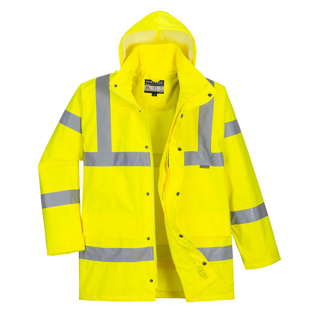 Portwest rt60 hi vis breathable rain traffic jacket - yellow - small